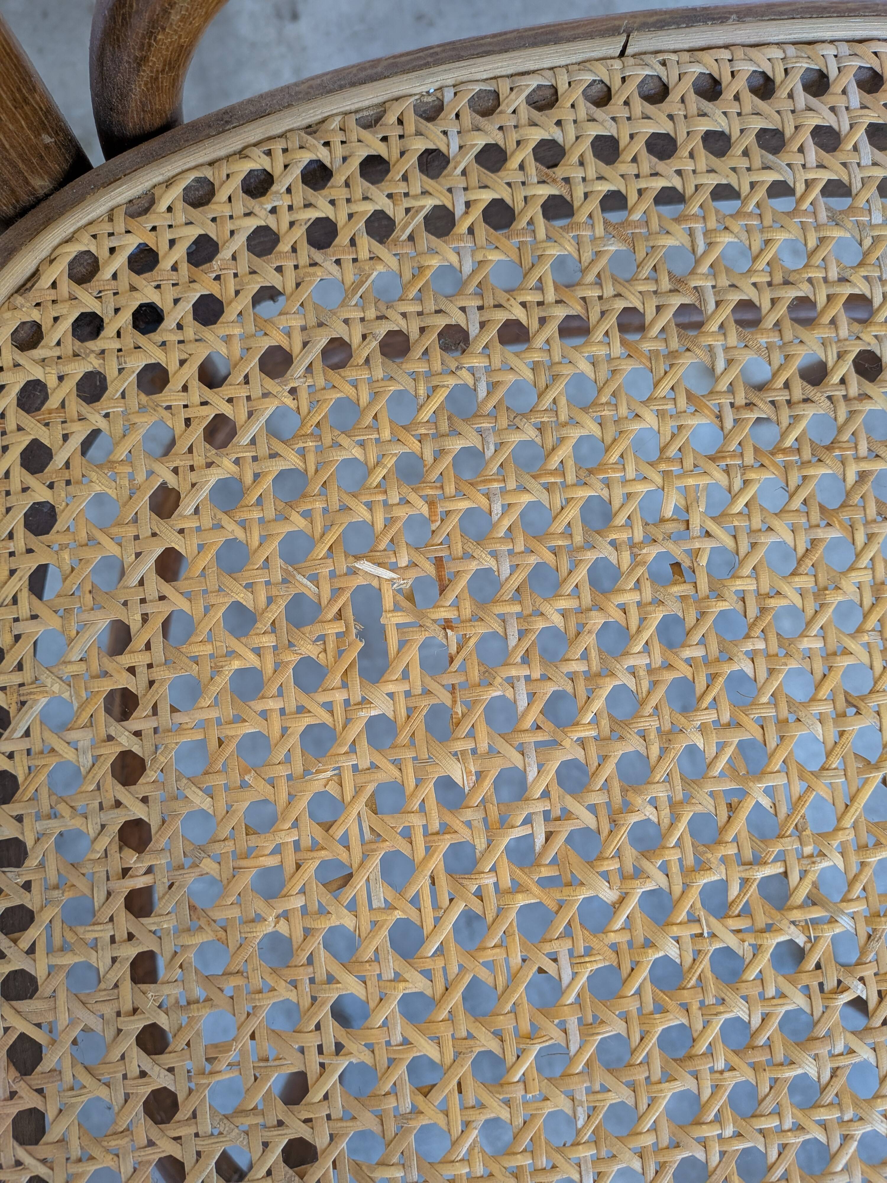 Vintage High Back Bentwood Cane Dining Chair / Thonet Style / Torn Seat