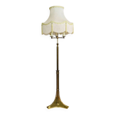 Lampadaire Art Déco époque début XXe en laiton massif, abat jour chapiteau