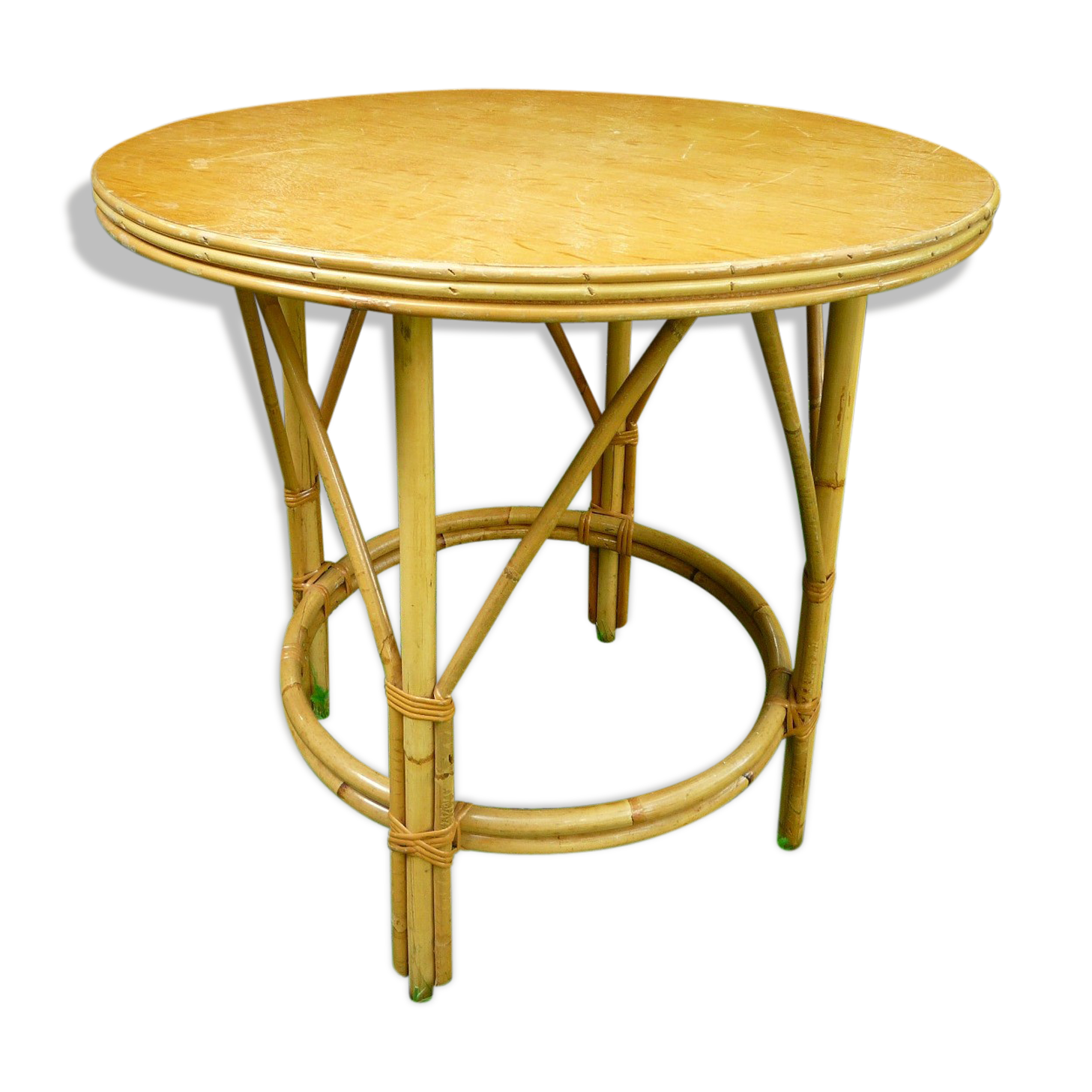 Coffee table rattan vintage 70 s