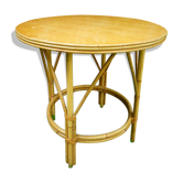 Table basse en rotin vintage 70s