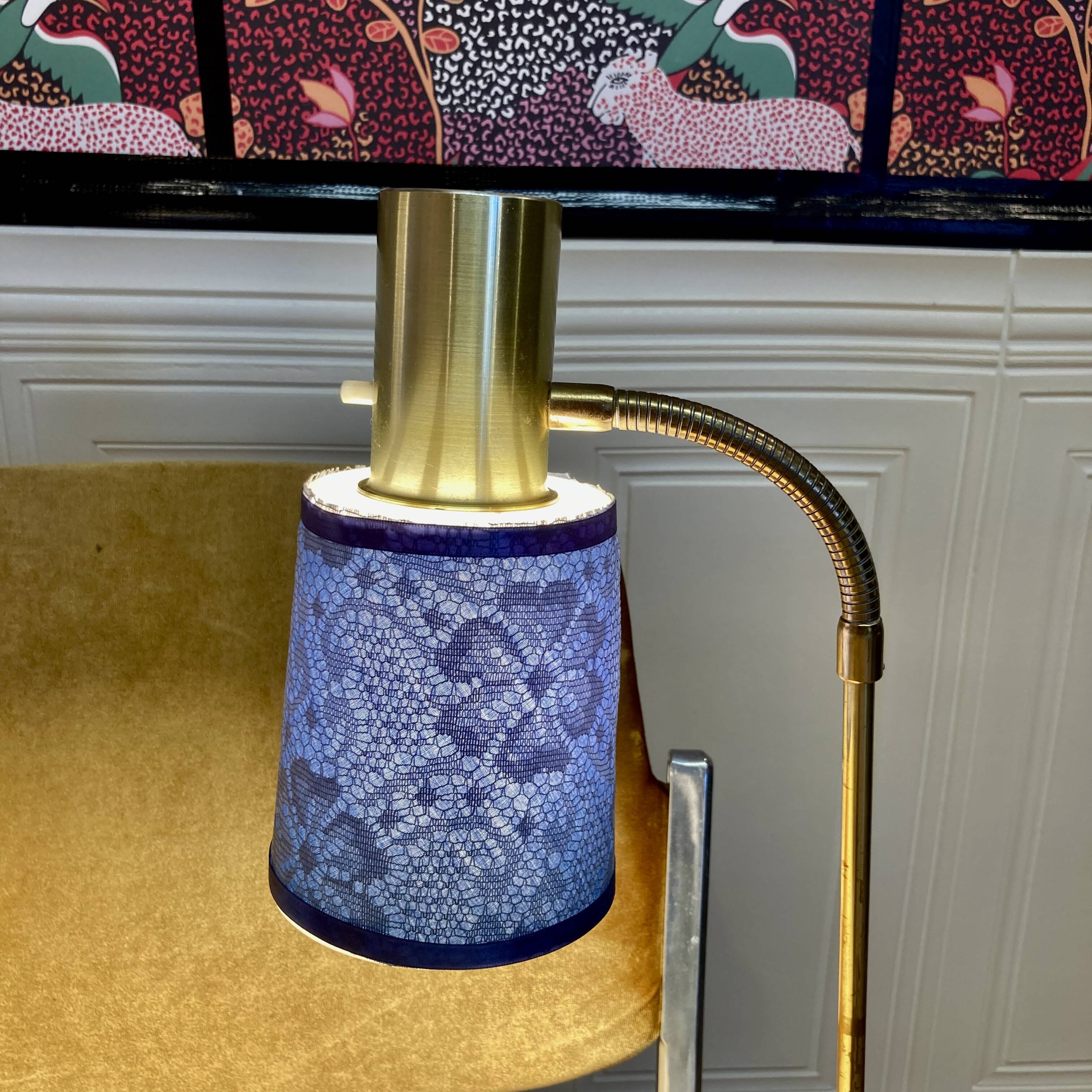 Pair of large modular industrial lamps from the 1950s.