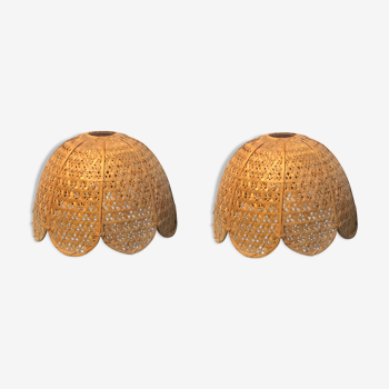 Pair of rattan blinds