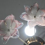 Charming Murano Vintage Ceiling Light Pink Flowers, 1970s