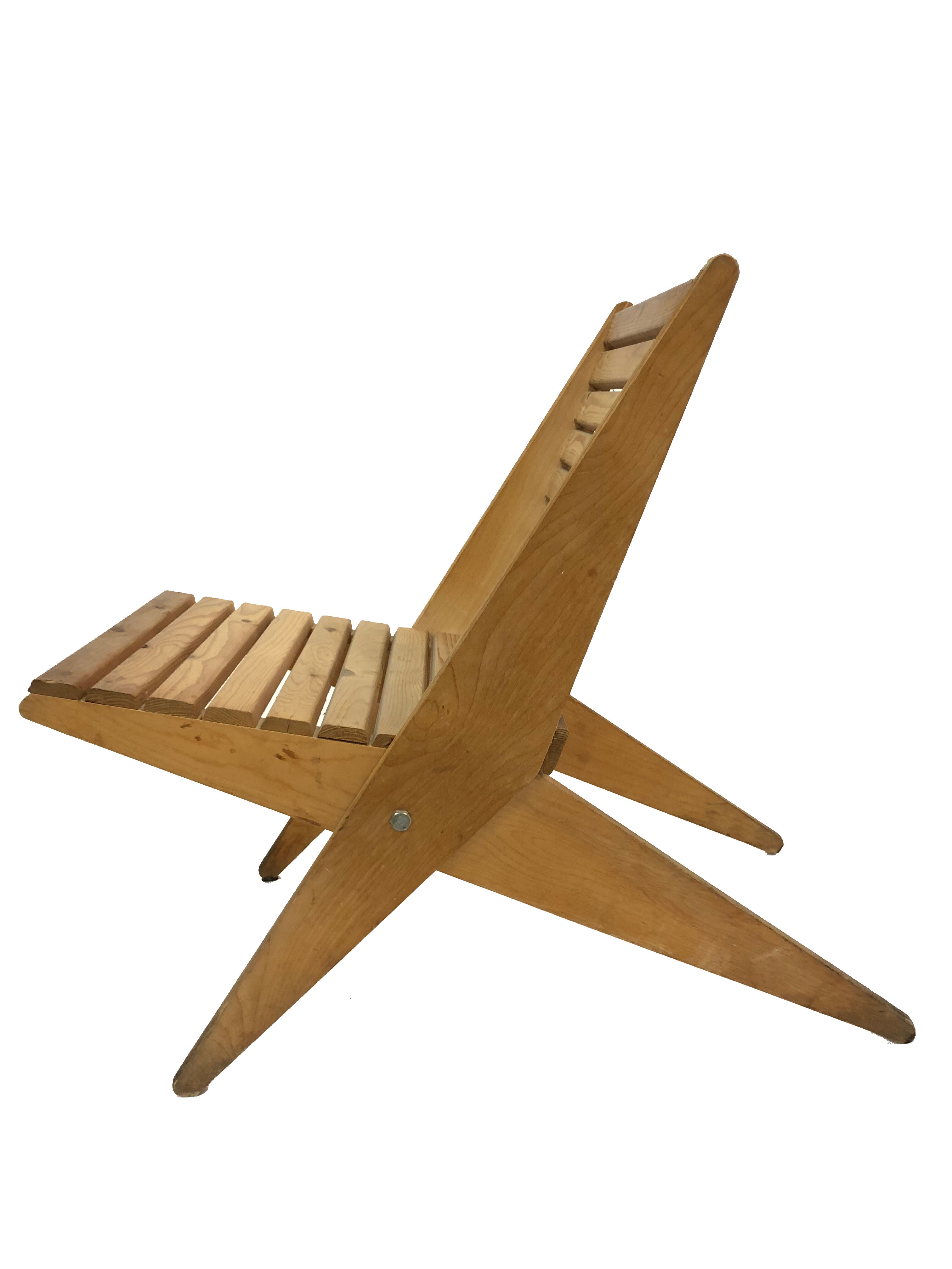 Wooden garden chair folding from the 70s in the Netherlands