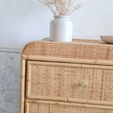 Vintage rattan chest of drawers