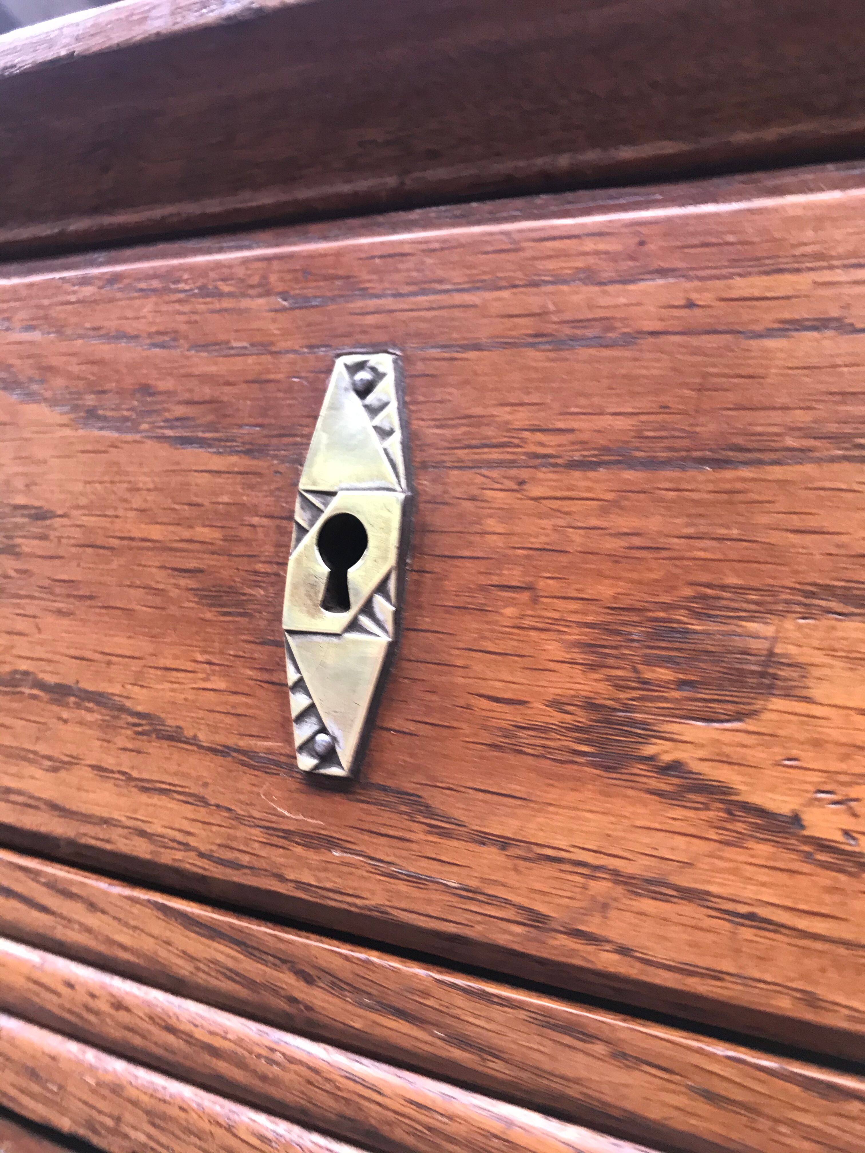 Art deco solid oak chest of drawers