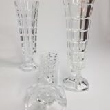 Set of three 17 cm vintage glass soliflore vases