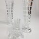Set of three 17 cm vintage glass soliflore vases
