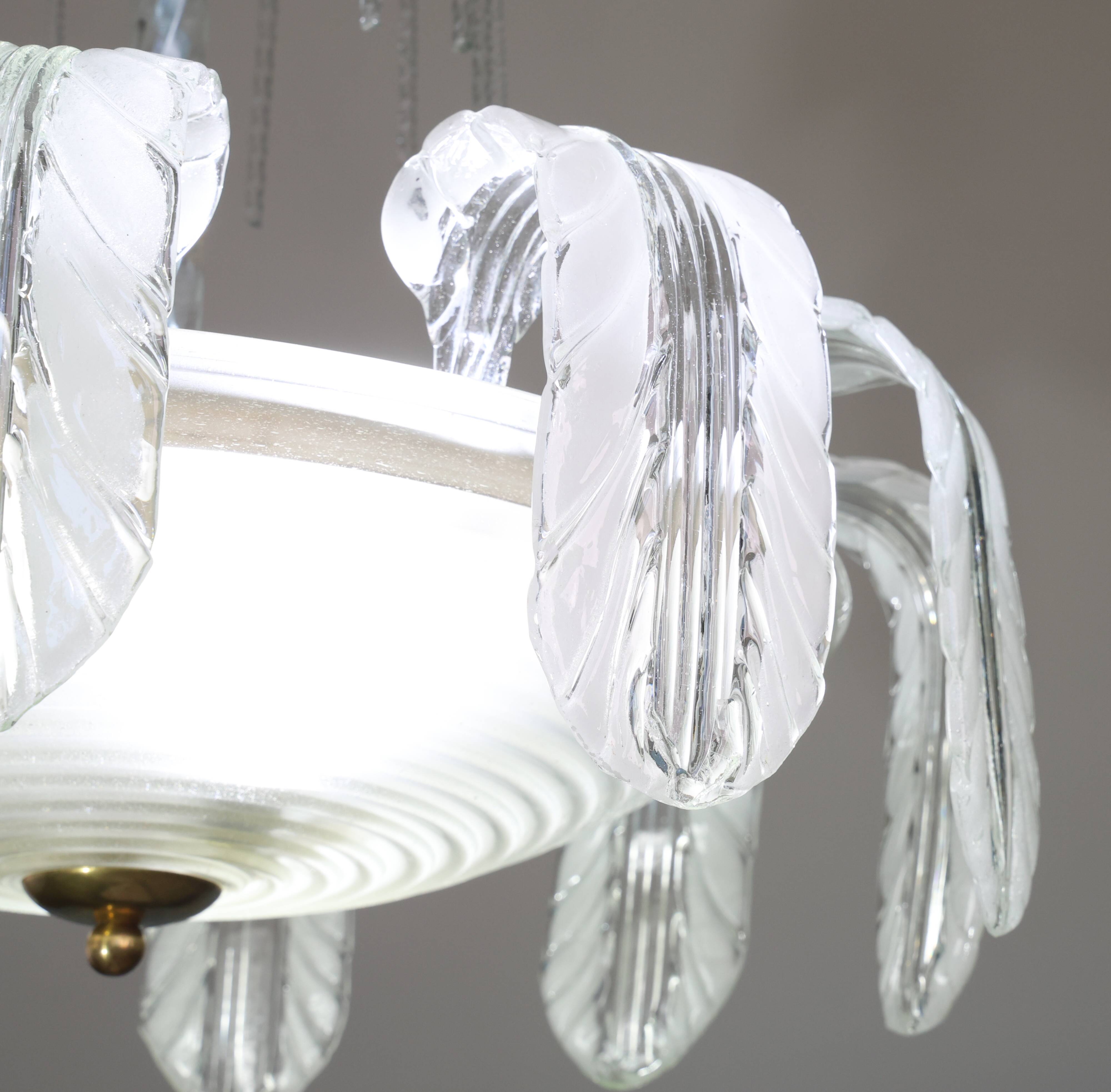 Museal Art Decò Ercole Barovier Murano Glass Chandelier, 1930