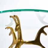 Table basse en laiton et verre