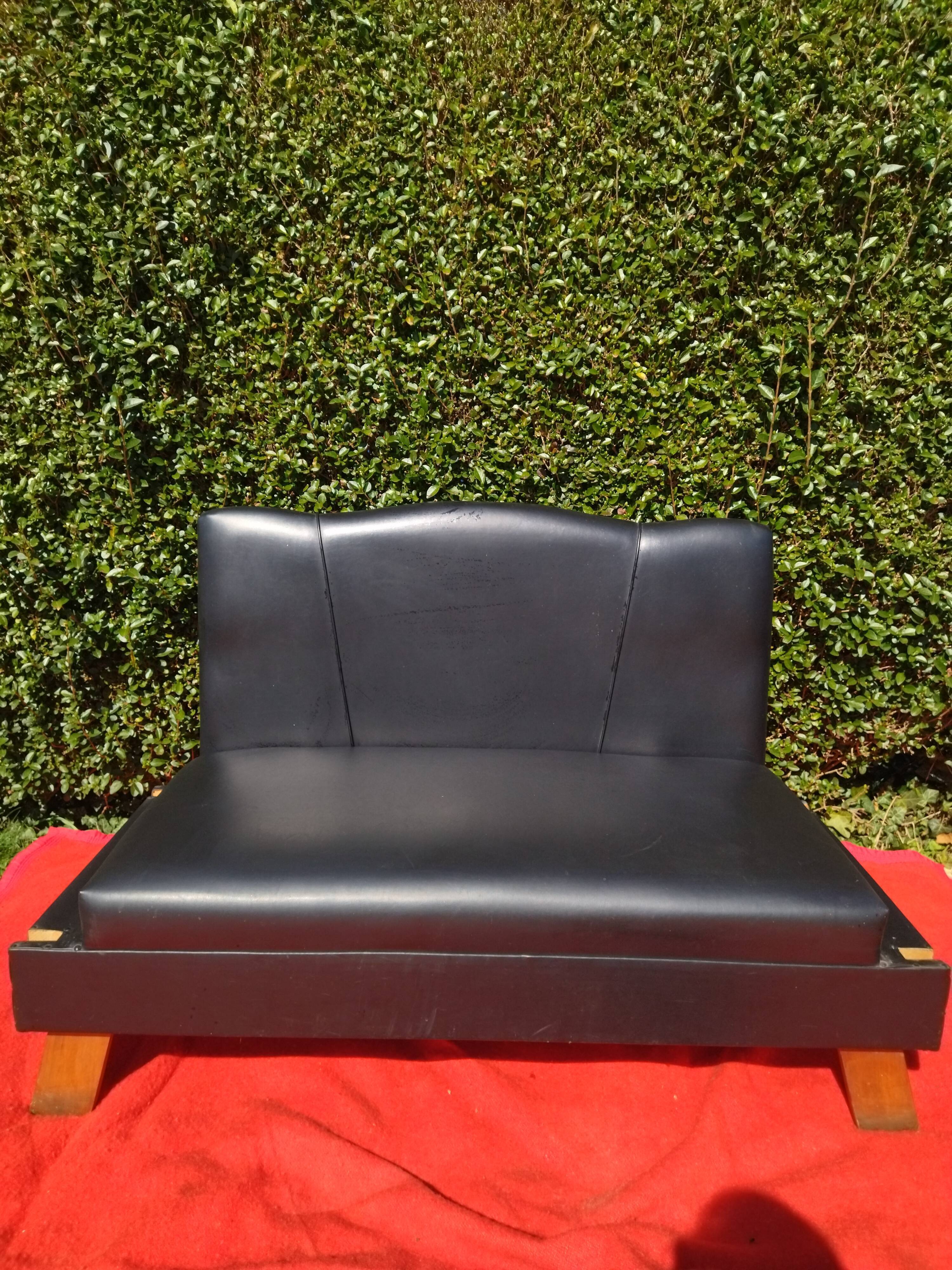 Vintage leather bench, modular