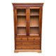 Vitrine Louis philippe en bois massif et placage années 80