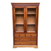 Louis Philippe display cabinet in solid wood and veneer from the 1980s.
