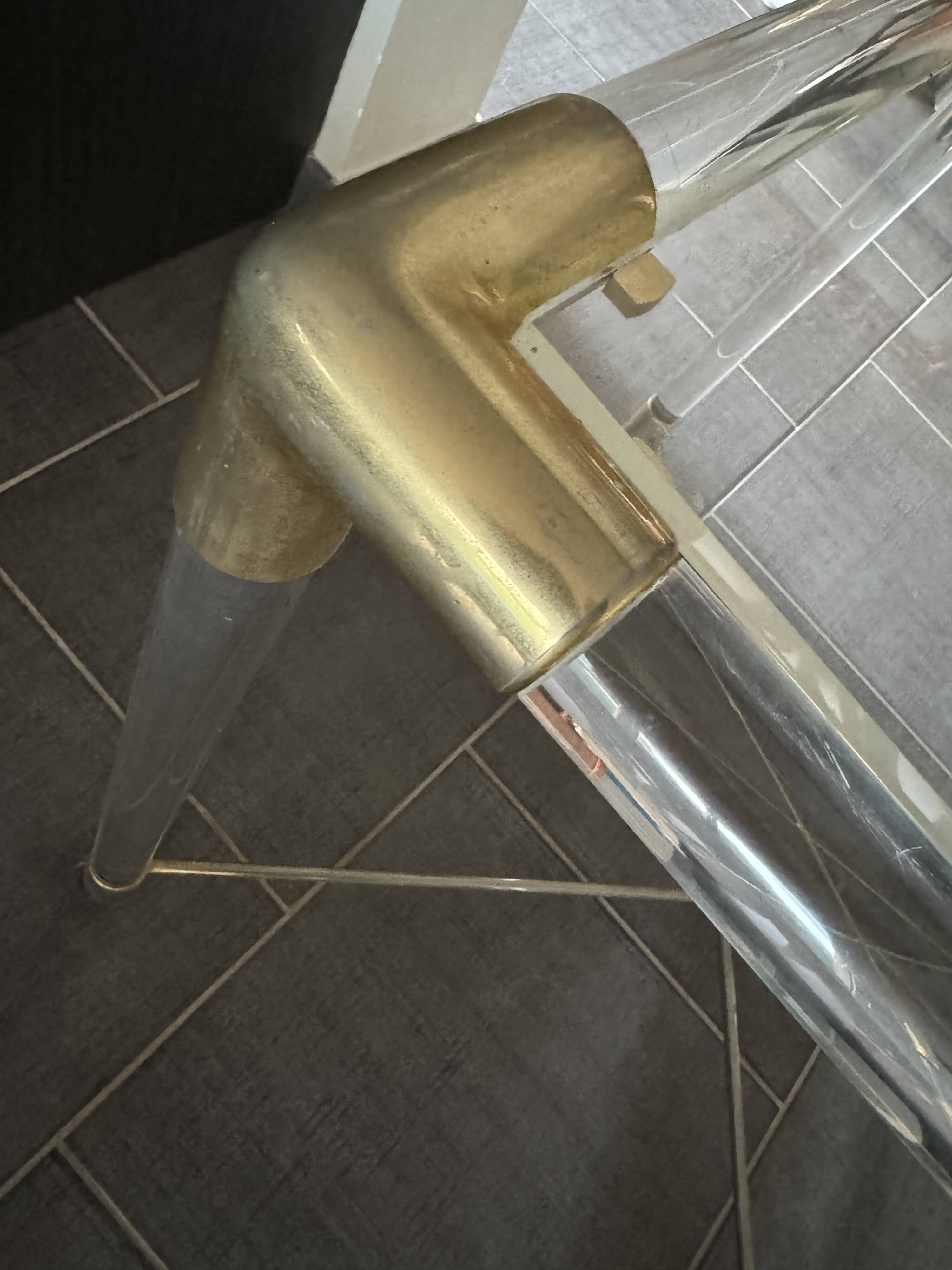 Vintage plexiglass and brass table