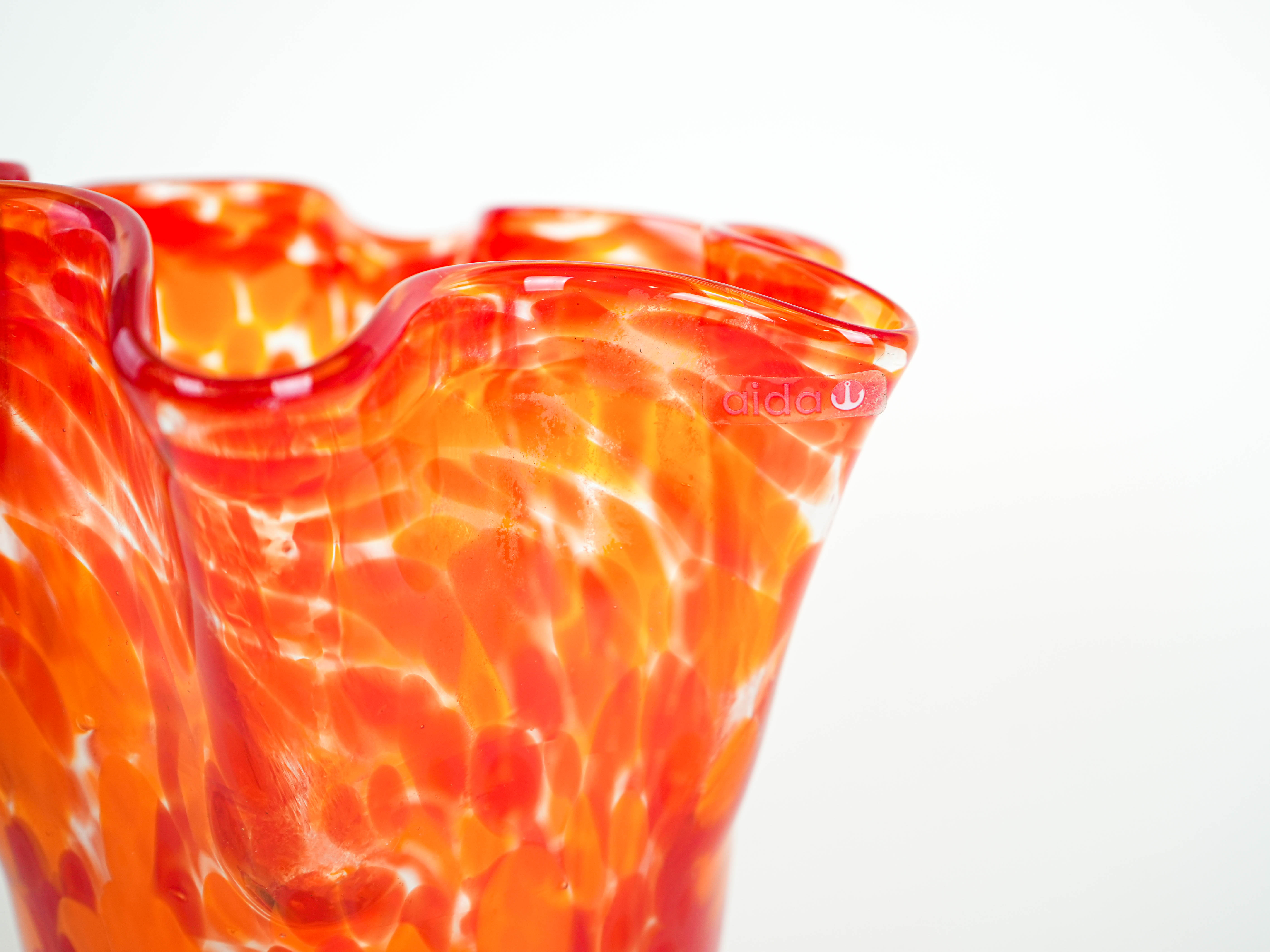 Orange glass vase, Danish design, 1970s, made in Denmark