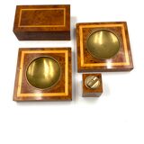 Cendriers en laiton et bois, briquet et boîte à cigares, italie 1970