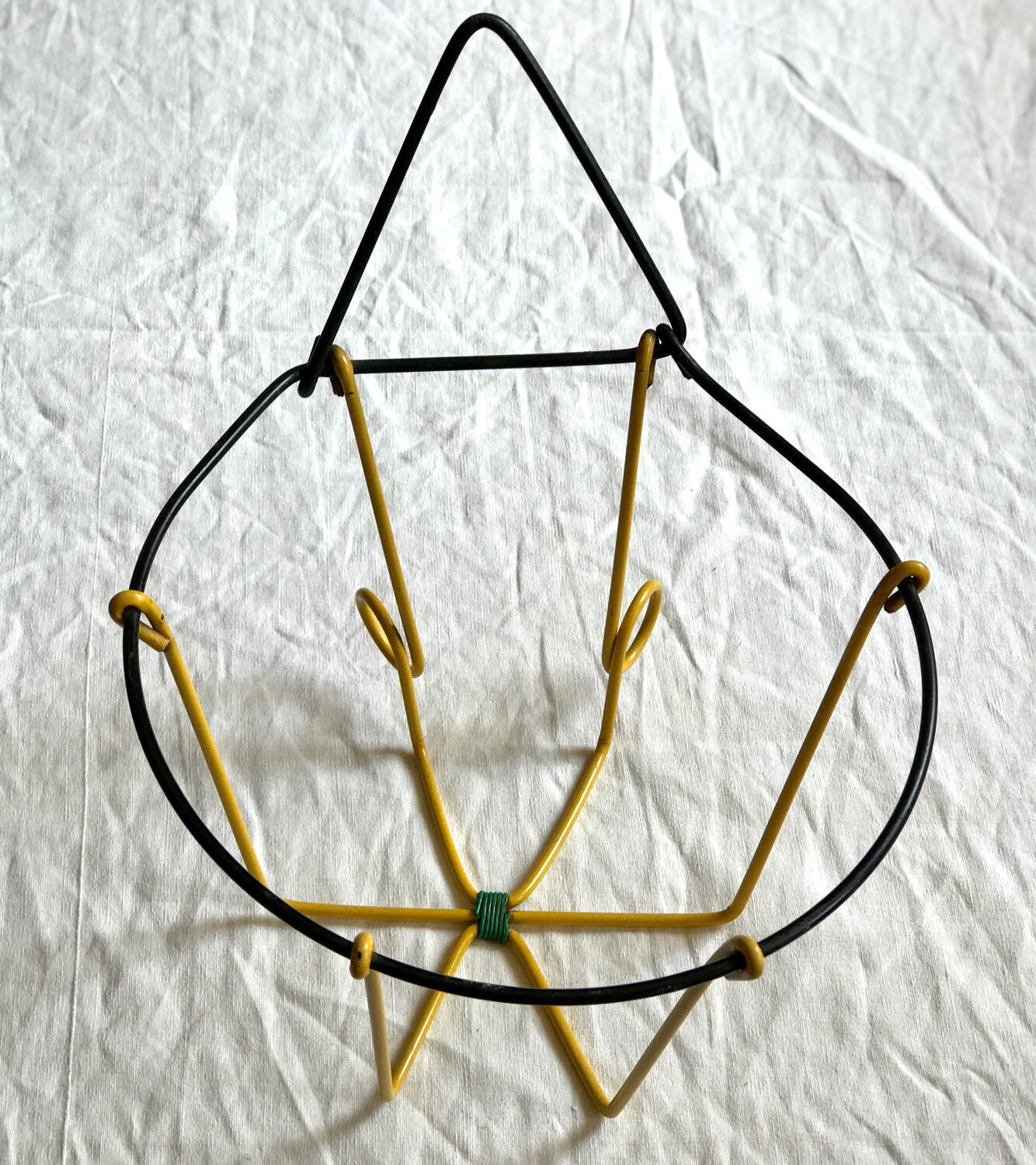 Vintage plant support 60s yellow and black iron