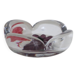 Daum Coppelia series bowl / pocket emptier, crystal and pink glass paste