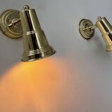 Pair of vintage adjustable wall lights in solid brass, France 1970s
