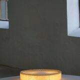 Modern mid-century ceiling/wall lamp from the 1950s in linen, made in Sweden.