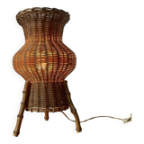 Wicker and bamboo lamp