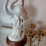 Porcelain lamp with pink flamingos from the 1980s.