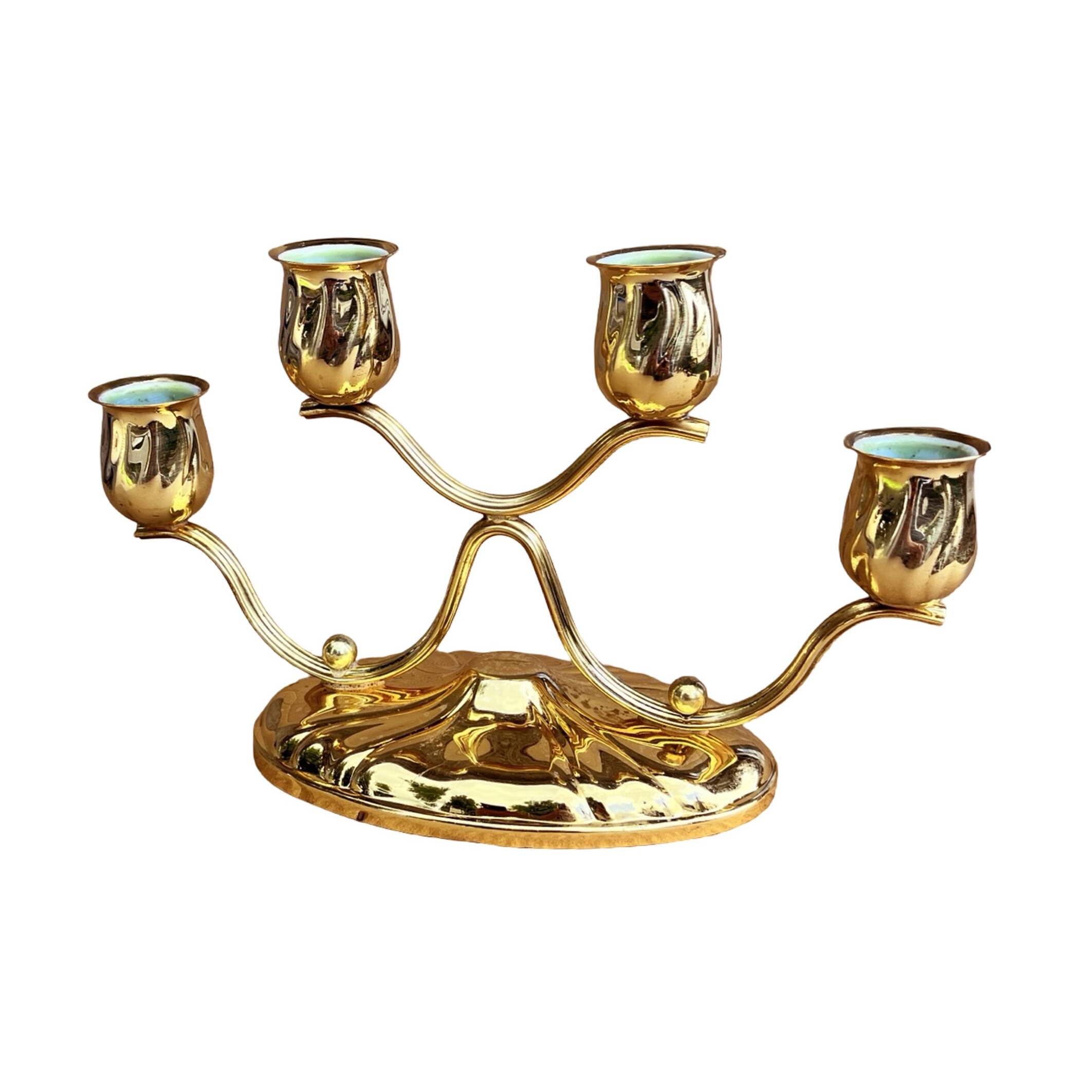 Four-light, gold-plated table candlestick, Germany, 1940s.