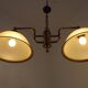 French Mid-Century Bronze Effect Metal Double Billiard Light with Glass Shades