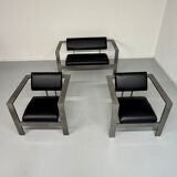 Salon brutaliste fauteuils simili métal design Karl Friedrich Forster