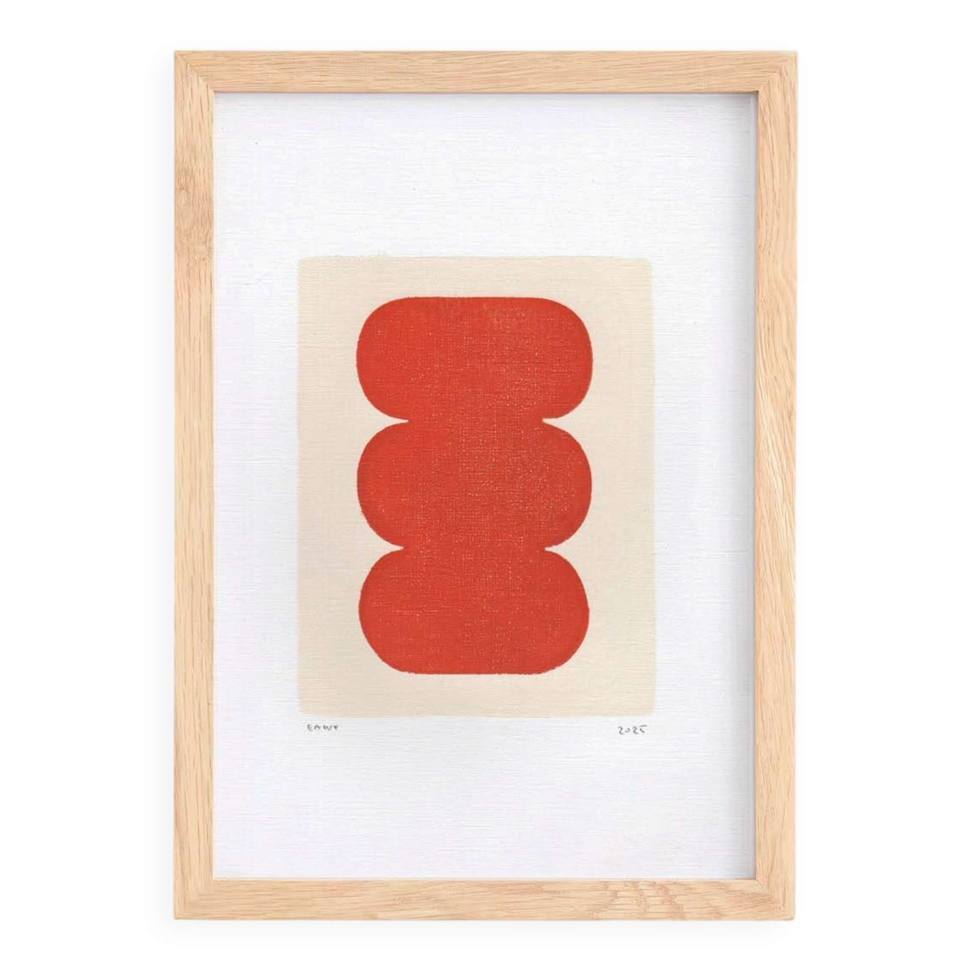 Abstract painting - twist - reddish-orange signed Eawy