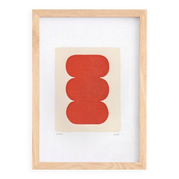 Peinture abstaite -twist- rouge orangée signée Eawy
