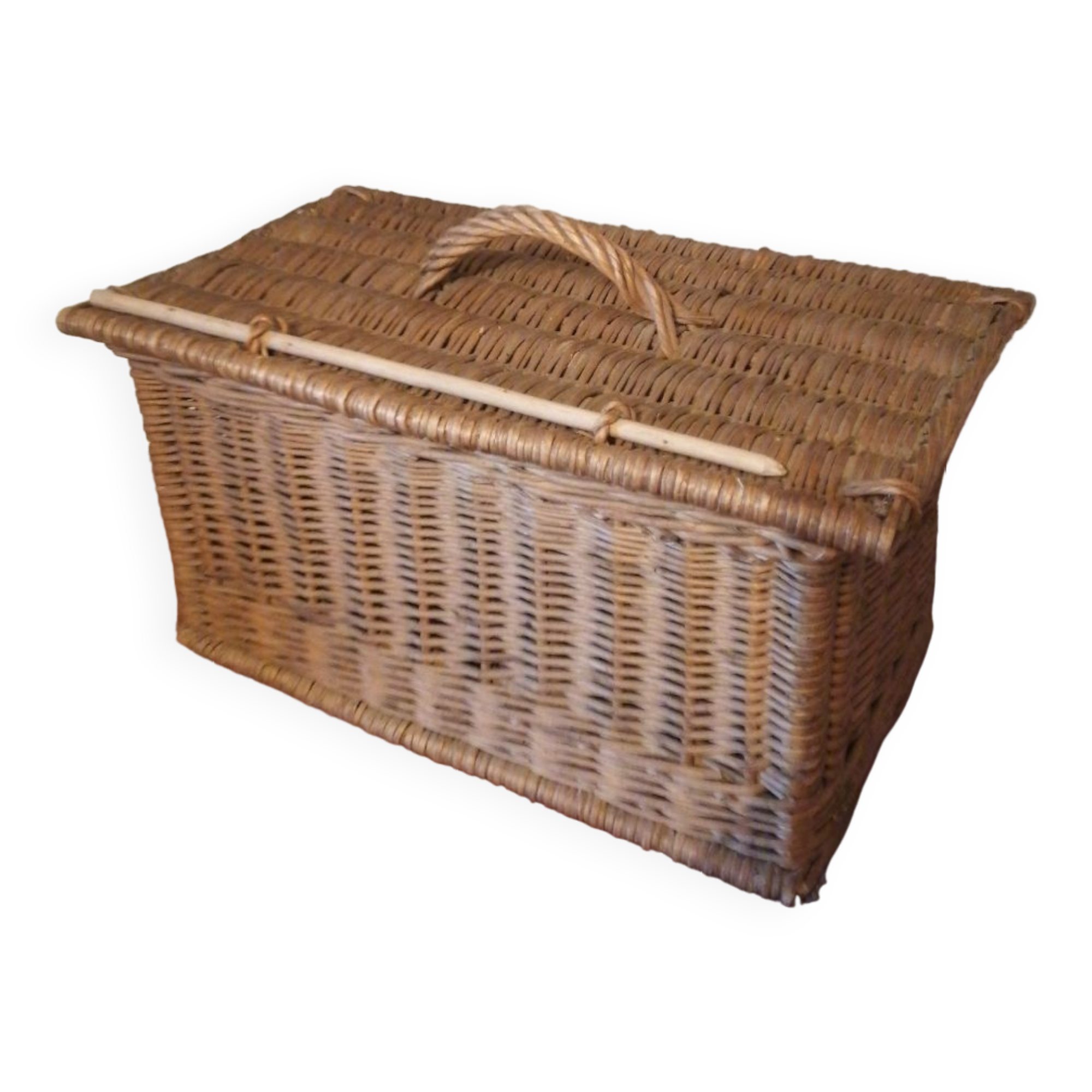 Small wicker suitcase basket 1900