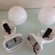 Pair of hand ceramic and opaline wall lamps vintage