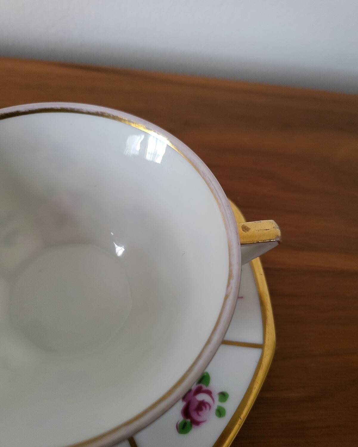 Limoges Porcelain Cup with Decor of Barbel Fish and Roses