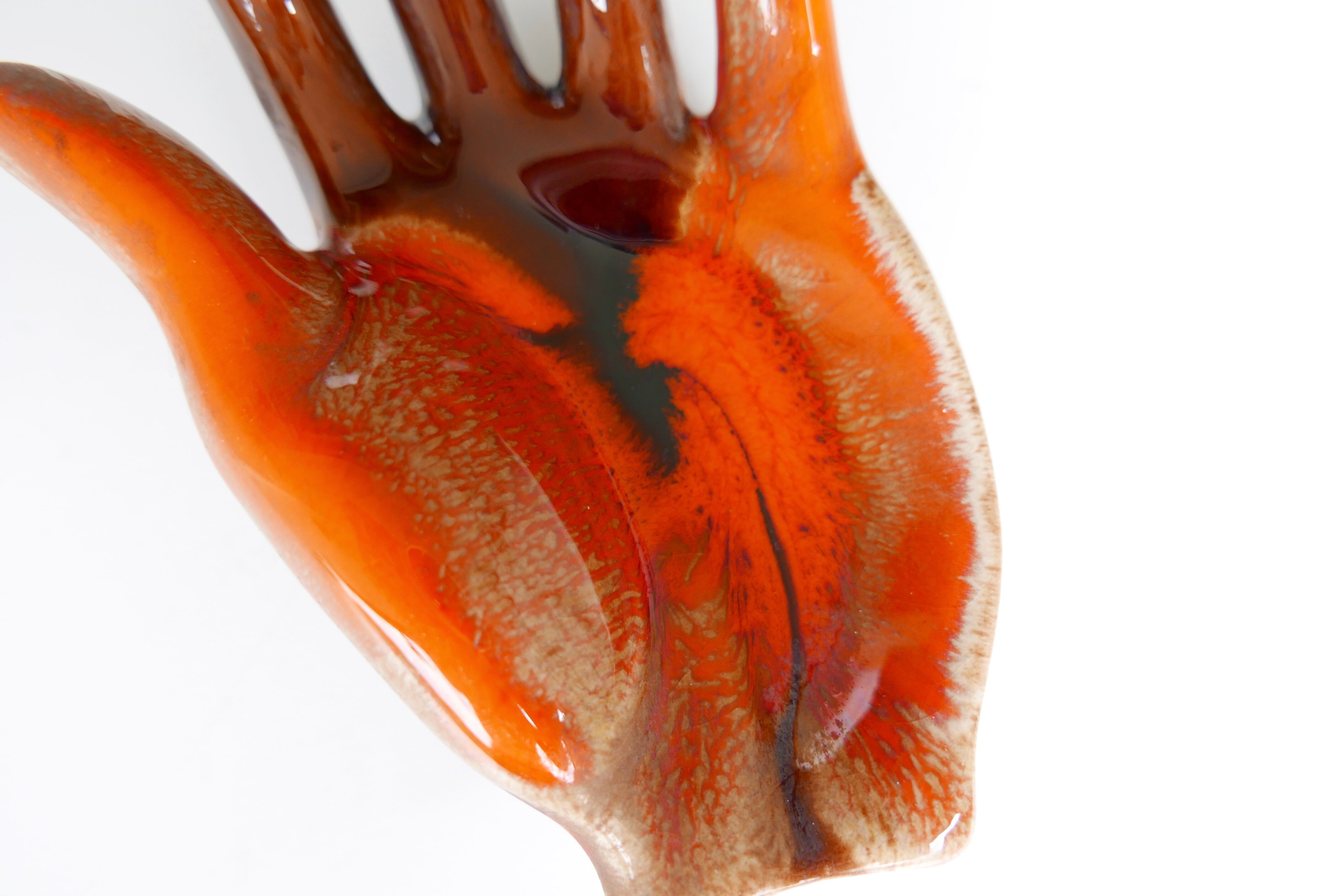 Hand vacuum Pocket ceramic Orange Vallauris, years 70