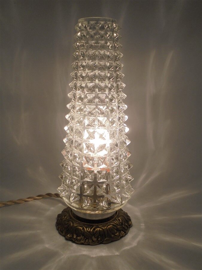 Glass and brass lamp