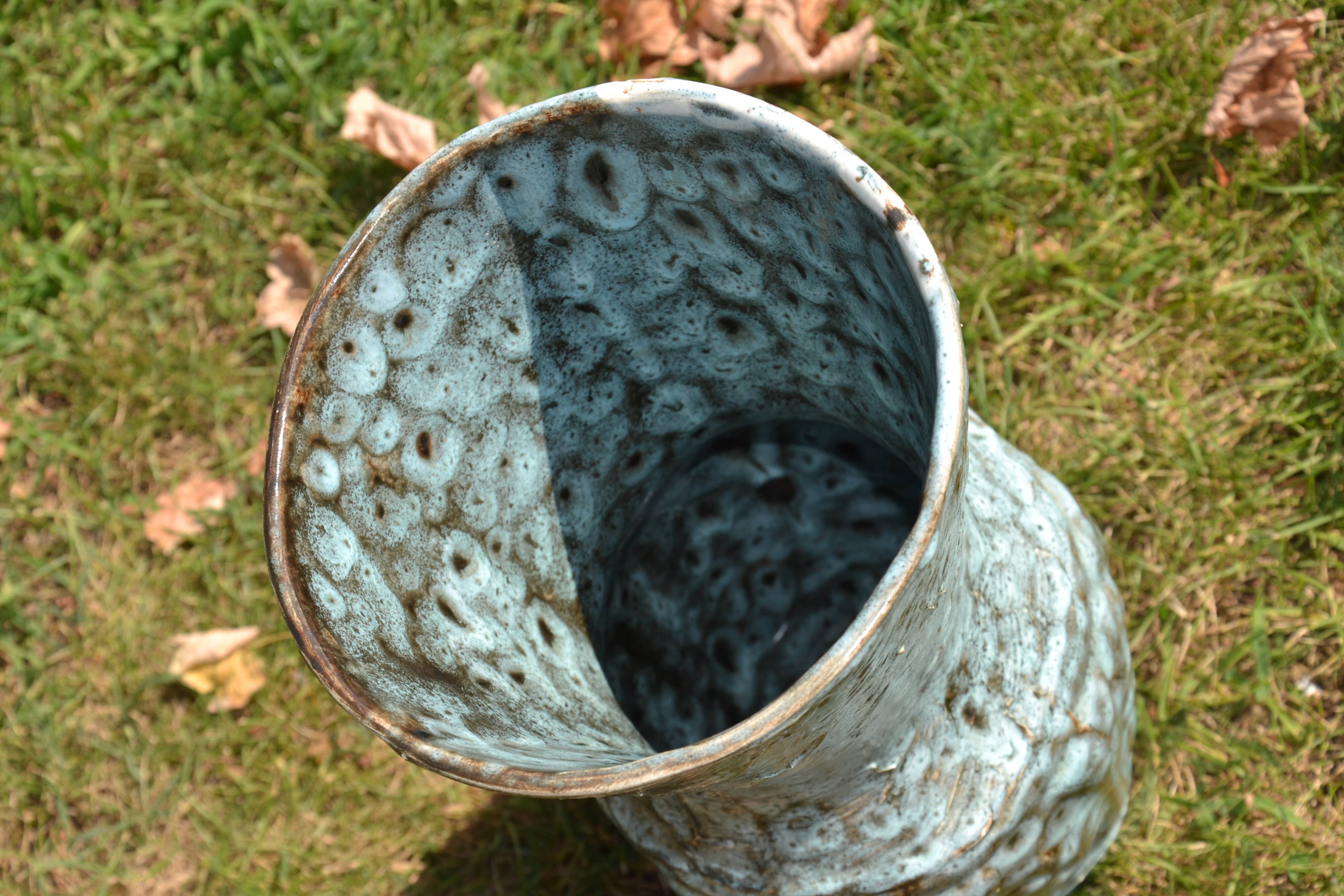 Large Vallauris vase "sea foam" H 41.5 cm