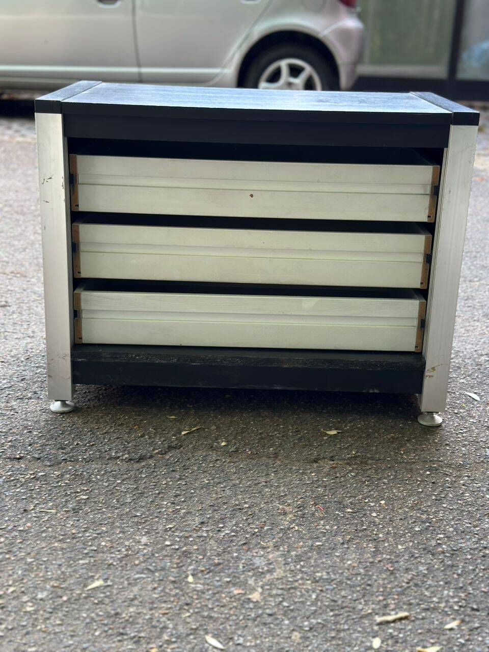 Commode industrielle noire et grise, années 80