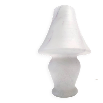 Lampe de table en verre Murano blanc avec un effet marbre rose, Italie