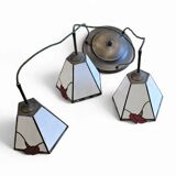 3 light chandelier with glass shades / Art Deco