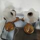 Pair of vintage flower & leaf style wall sconces - molded glass