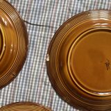 7 flat plates in earthenware Saint Clément vintage brown