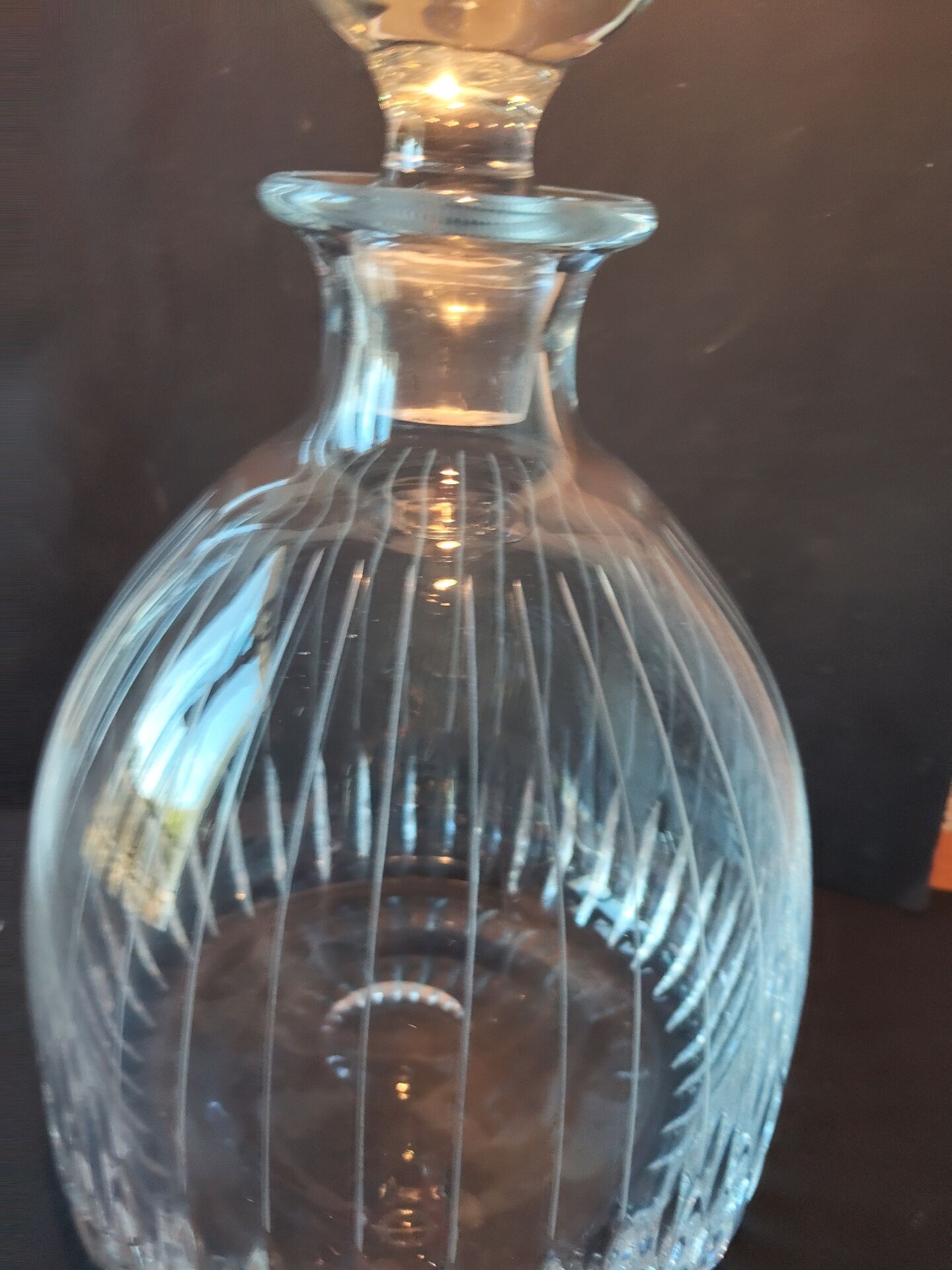 Vintage cut crystal carafe, ball stopper.