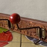 Vintage carved wooden wall coat rack - 4 red balls
