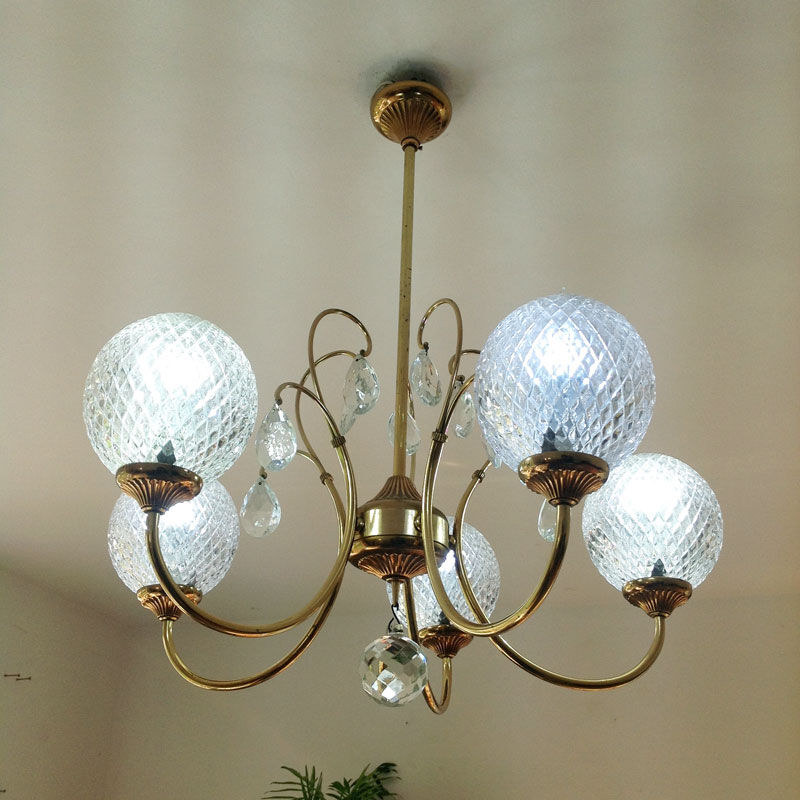 Glass and gold with stamps hanging lamp