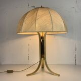 Large ( 65 cm ) midcentury brass space age mushroom table lamp, 1960s