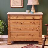 Antique chest of drawers in pitch pine, circa 1900