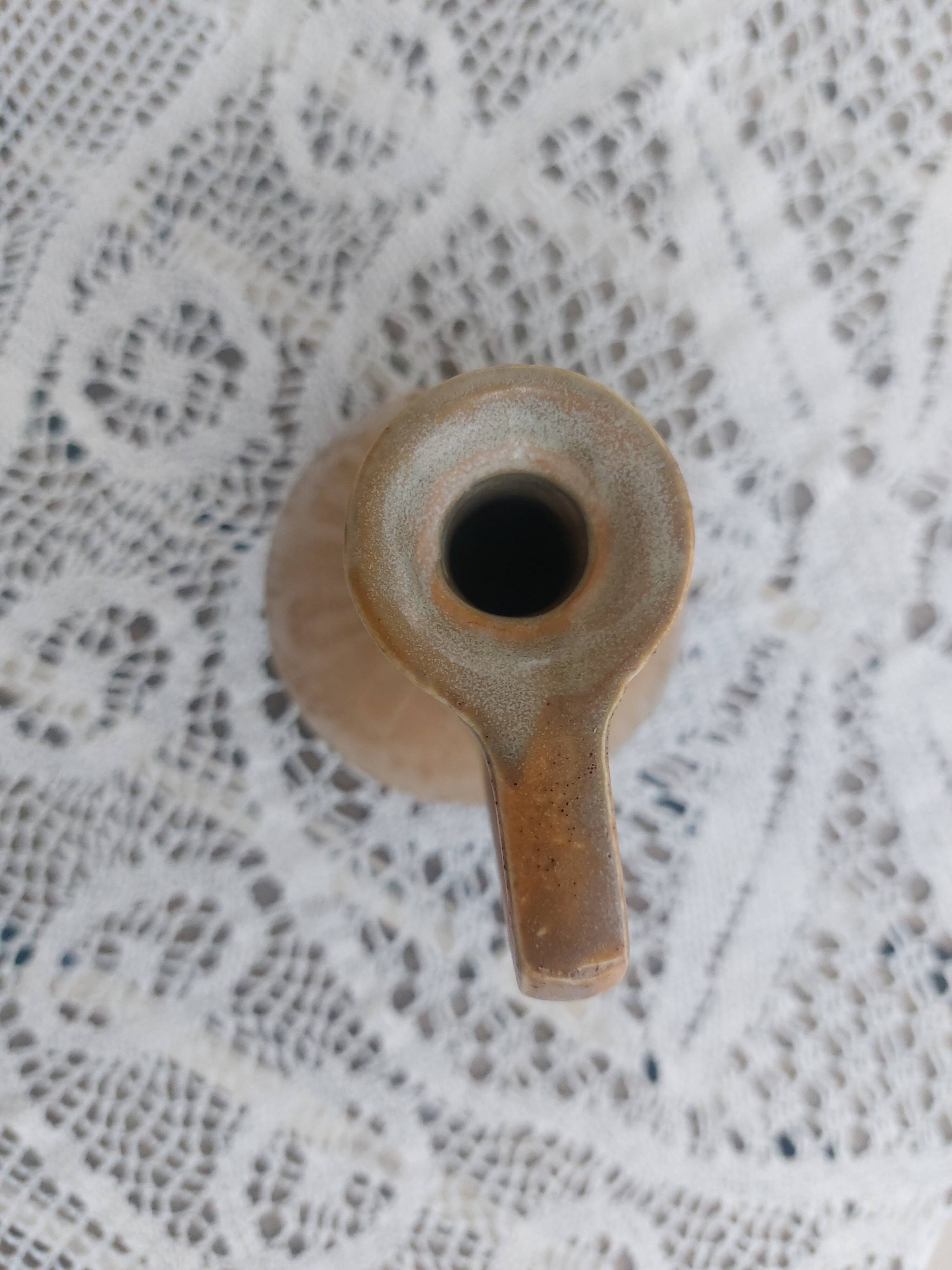 Vase, vintage pitcher Fournier-Demars in ochre ceramic