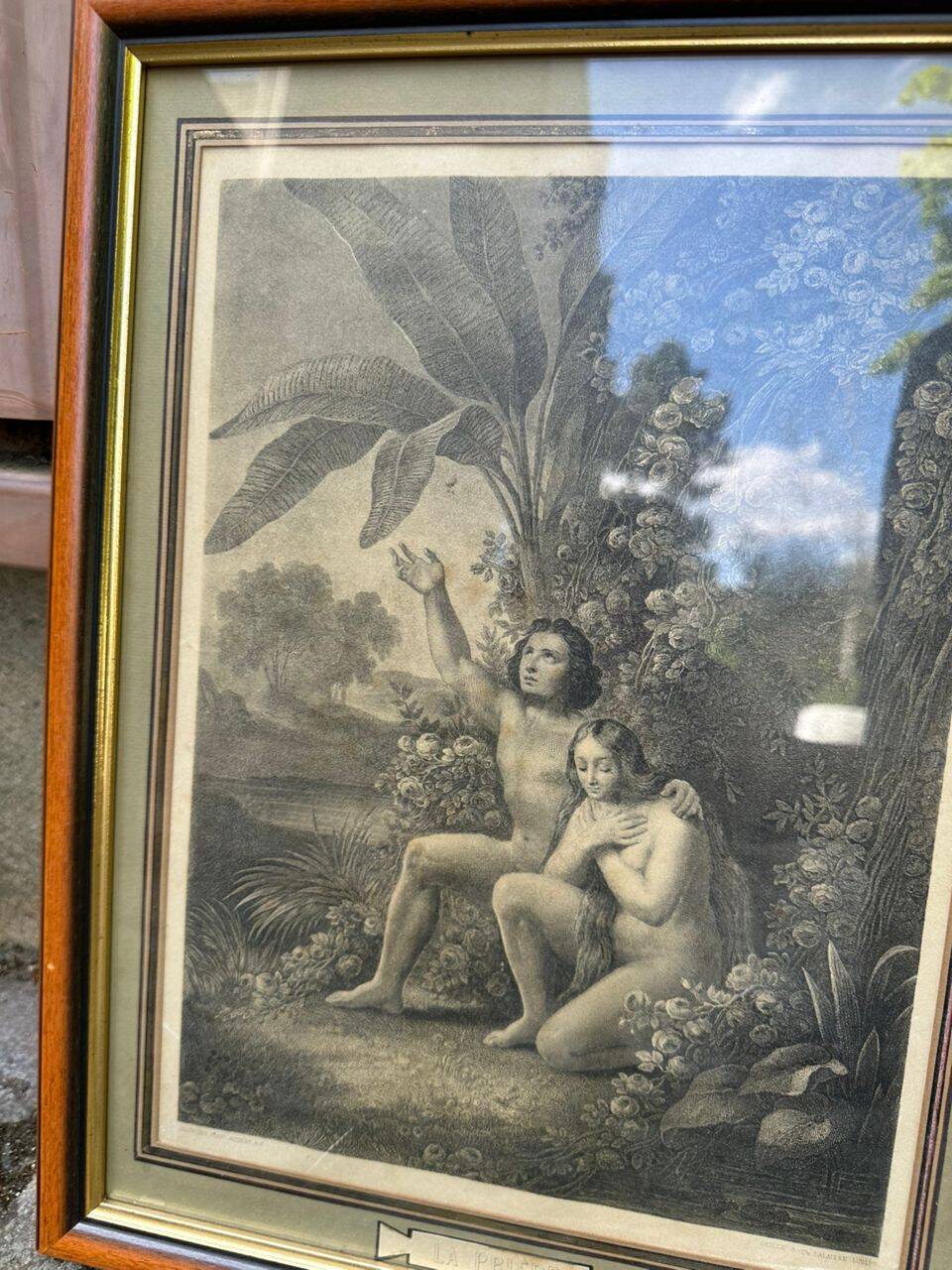 Tableau reproduction engraving old The Prayer