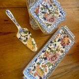 Cake service Gien: peony model; 1 platter, 12 plates and a server.